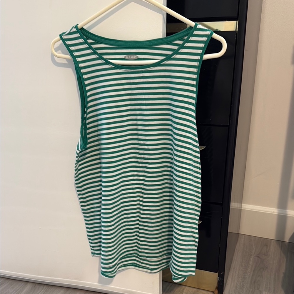 Old Navy Green Striped Sleeveless Top